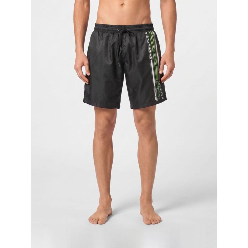 Plein Sport Men Plein Sport Striped Polyester Swim Shorts With Logo